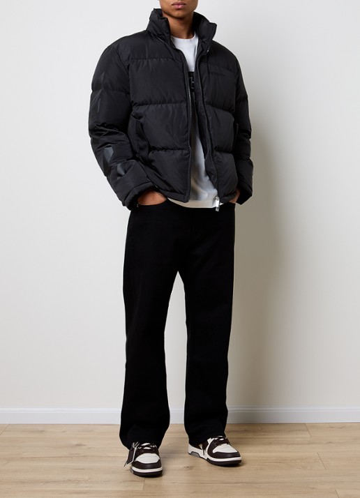 Off-White Puffer jack met donsvulling en afneembare capuchon - voorkant 6 zwart