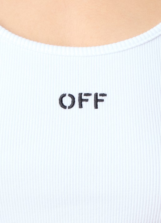 Off-White Ribgebreide tanktop met logoborduring - detail 5 wit