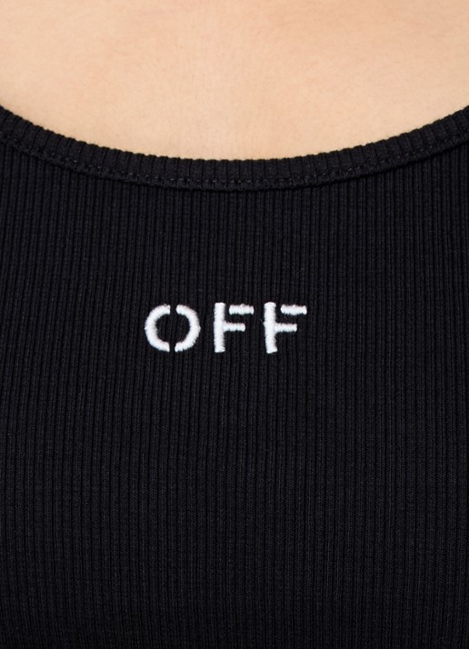 Off-White Ribgebreide tanktop met logoborduring - detail 5 zwart