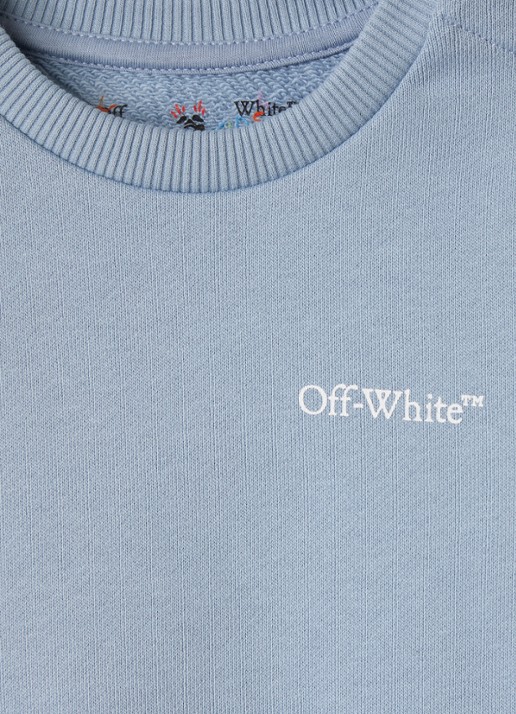 Off-White Scribble sweater met logo- en backprint - detail 3 lichtblauw