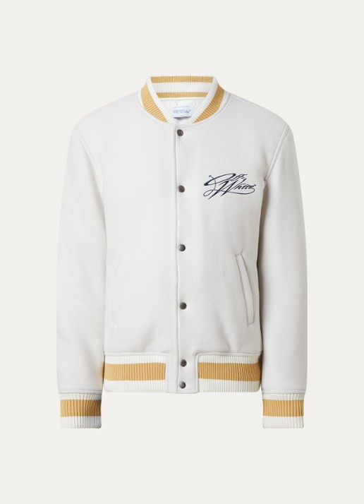 Off-White Script arrow jack in wolblend met backprint - voorkant 4 gebroken wit