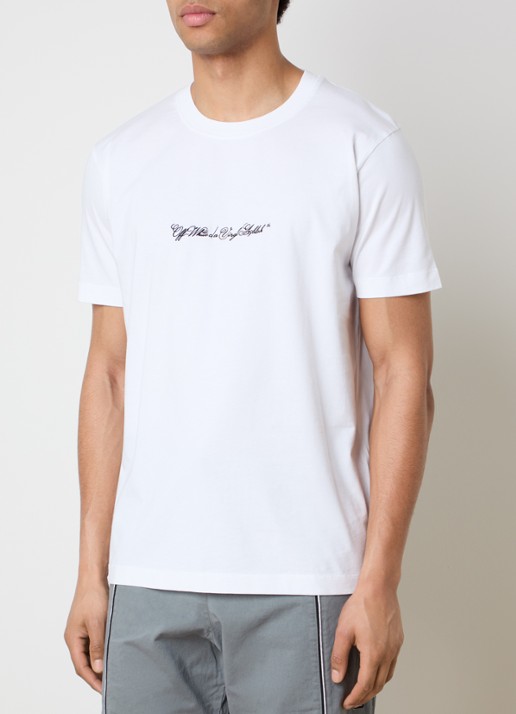 Off-White Script Arrow T-shirt met logoborduring - achterkant 3 wit