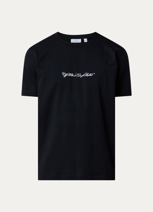 Off-White Script Arrow T-shirt met logoborduring - voorkant zwart