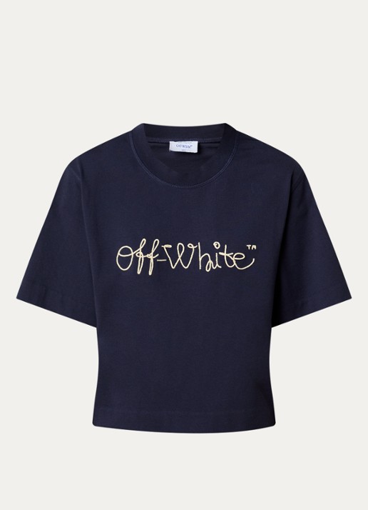 Off-White Script T-shirt met logo - voorkant donkerblauw