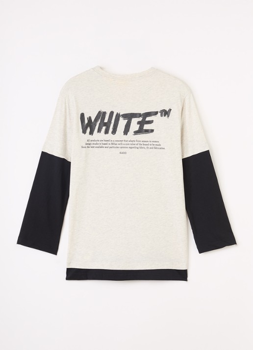 Off-White Shared Logo Dbl Layer longsleeve met logo- en backprint - voorkant 2 grijsmele
