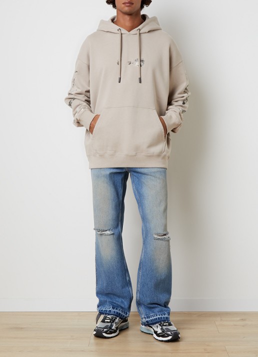 Off-White Spices arrow hoodie met logo- en backprint - voorkant 2 beige