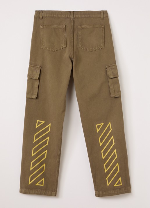 Off-White Straight fit cargobroek met print - voorkant 2 olijfgroen