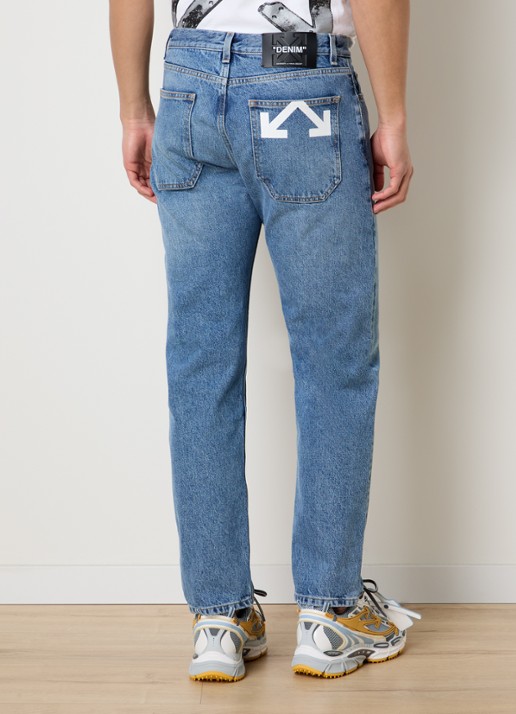 Off-White Straight leg jeans met medium wassing en logo - achterkant 4 indigo
