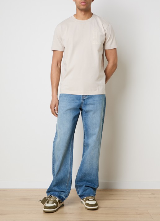 Off-White T-shirt met logo- en backprint - voorkant 3 beige