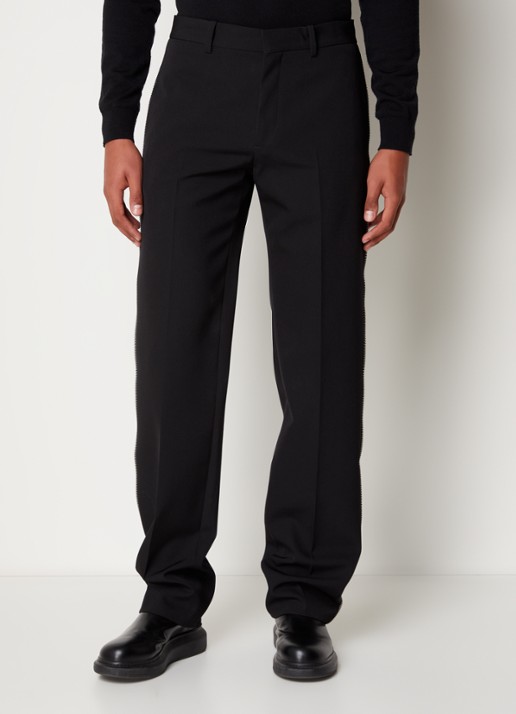 Off-White Tapered fit pantalon van wol met ritsdetail - detail 3 zwart