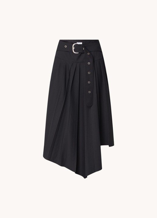 Off-White Tech Drill maxi rok met plissé en asymmetrische zoom - voorkant 2 zwart