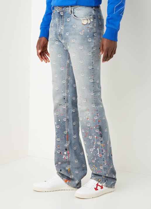 Off-White Wide fit jeans met print - detail 4 indigo