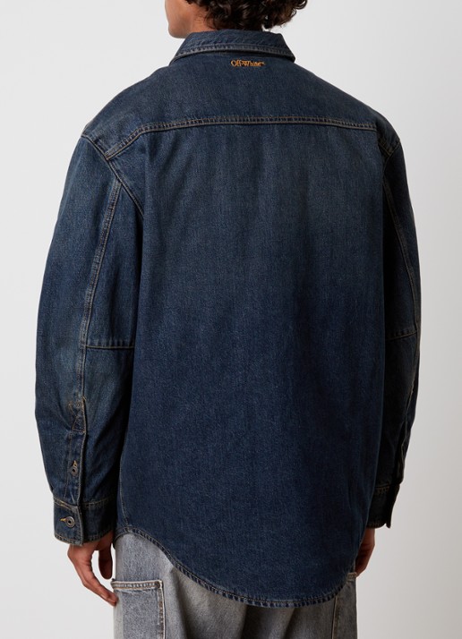 Off-White Workwear comfort fit overshirt van denim - achterkant 6 indigo