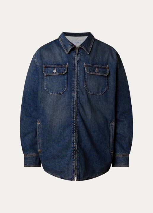 Off-White Workwear comfort fit overshirt van denim - voorkant 4 indigo