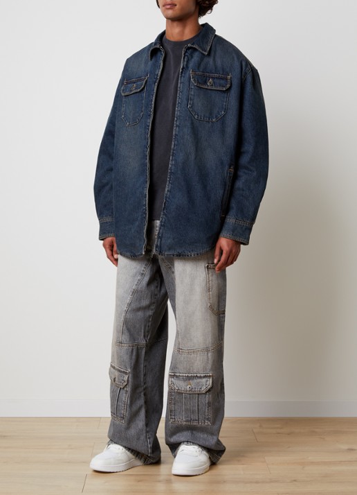 Off-White Workwear comfort fit overshirt van denim - voorkant 5 indigo