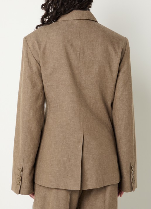 OLAF Blazer in wolblend met asymmetrische sluiting - achterkant 3 taupe