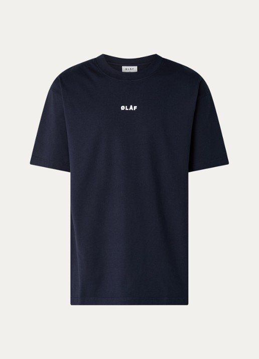OLAF Block T-shirt van katoen met logo - voorkant 2 donkerblauw