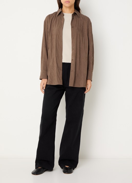 OLAF Blouse met borduring - voorkant 3 taupe