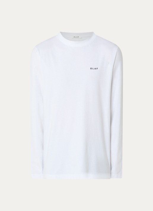 OLAF Broken Plate long sleeve met logo- en backprint - voorkant wit