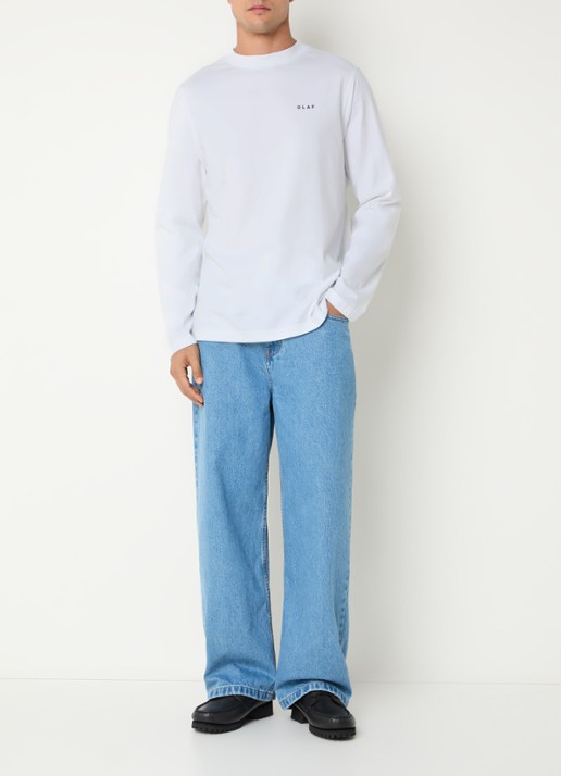 OLAF Broken Plate long sleeve met logo- en backprint - voorkant 2 wit