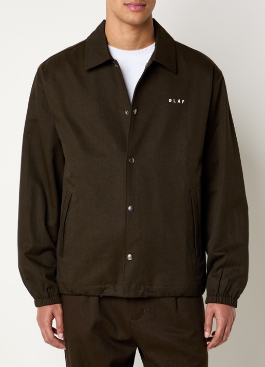 OLAF Coach jack met logo- en backprint - achterkant legergroen