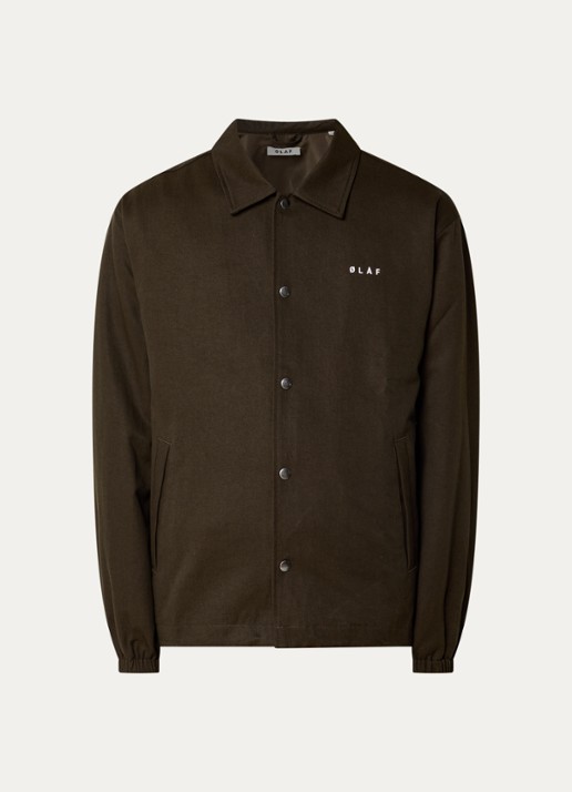 OLAF Coach jack met logo- en backprint - voorkant 2 legergroen