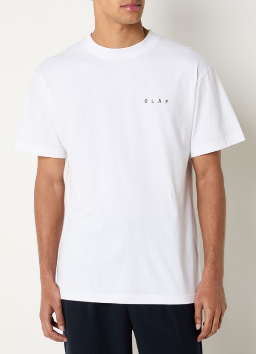 OLAF Doily Face T-shirt met logo- en backprint - achterkant 4 wit