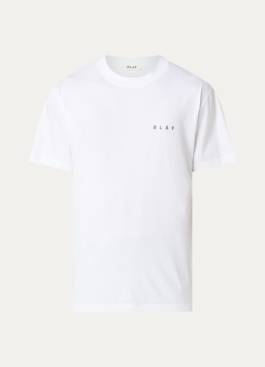 OLAF Doily Face T-shirt met logo- en backprint