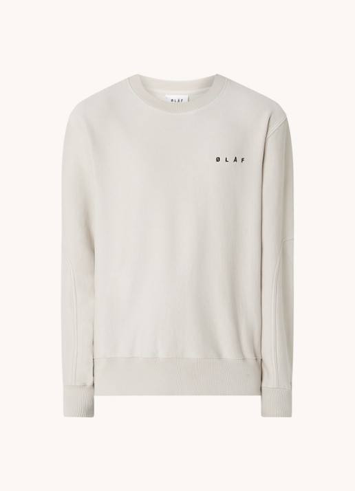 OLAF Face sweater met logo- en backprint - voorkant 2 lichtgrijs