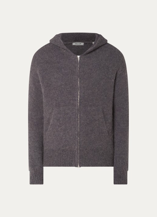 OLAF Grofgebreid vest in alpaca wolblend - voorkant 3 donkergrijs