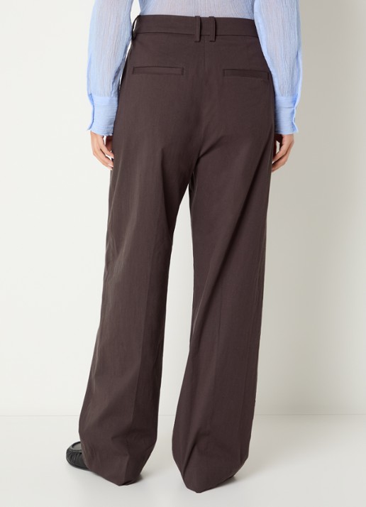 OLAF High waist straight fit pantalon met steekzakken - achterkant 2 bruin