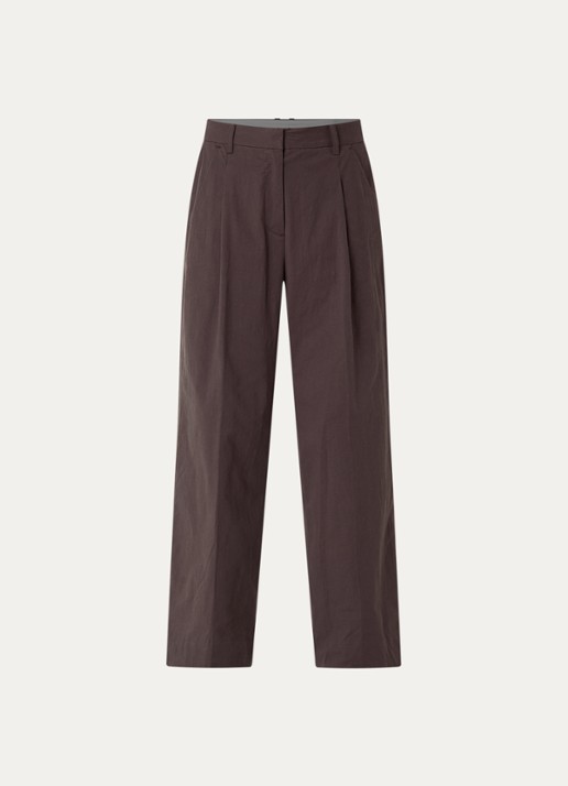 OLAF High waist straight fit pantalon met steekzakken - voorkant 3 bruin