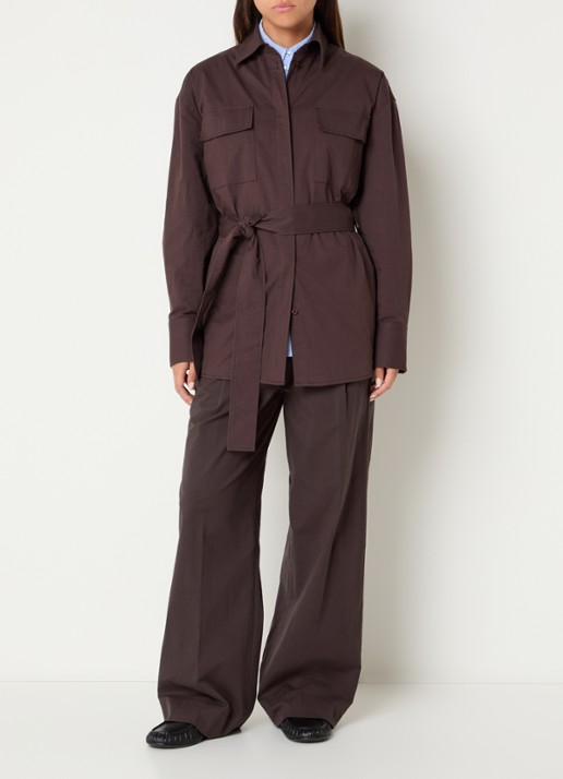 OLAF High waist straight fit pantalon met steekzakken - voorkant 4 bruin