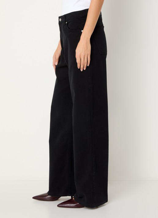 OLAF High waist straight leg jeans met gekleurde wassing en steekzakken - detail 5 zwart