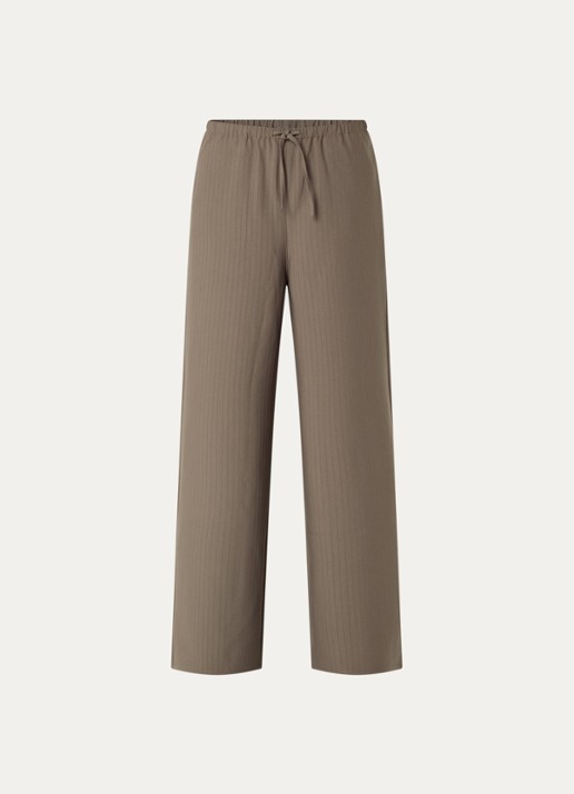 OLAF High waist wide fit pantalon met structuur - voorkant zand