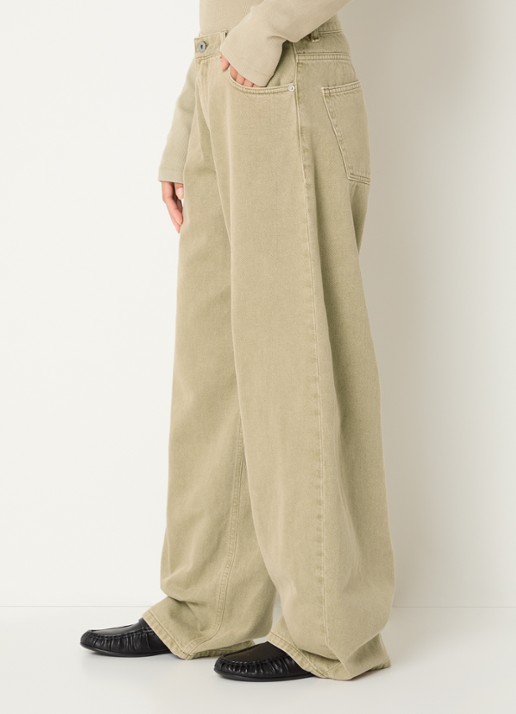 OLAF High waist wide leg jeans met gekleurde wassing - detail 5 beige