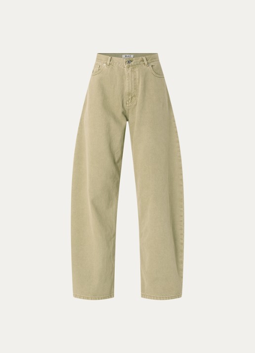 OLAF High waist wide leg jeans met gekleurde wassing - voorkant 2 beige