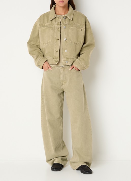 OLAF High waist wide leg jeans met gekleurde wassing - voorkant 3 beige