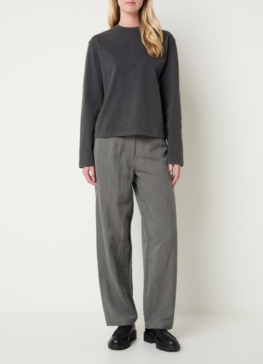 OLAF Long sleeve met logo en ronde hals - voorkant 3 antraciet