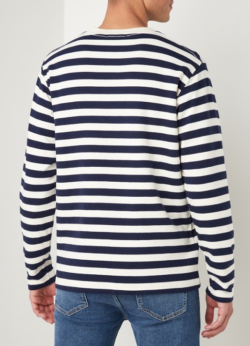 OLAF Longsleeve met streepprint en logoborduring - achterkant 4 wit