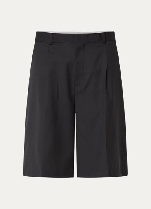 OLAF Loose fit korte broek in wolblend met steekzakken - voorkant 4 zwart