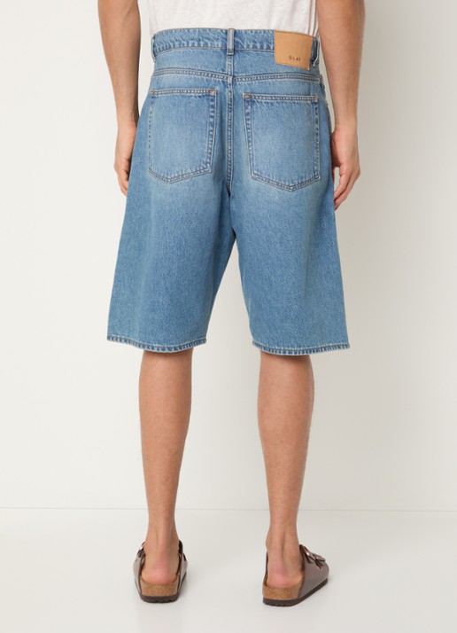 OLAF Loose fit korte broek van denim met medium wassing - achterkant 3 indigo