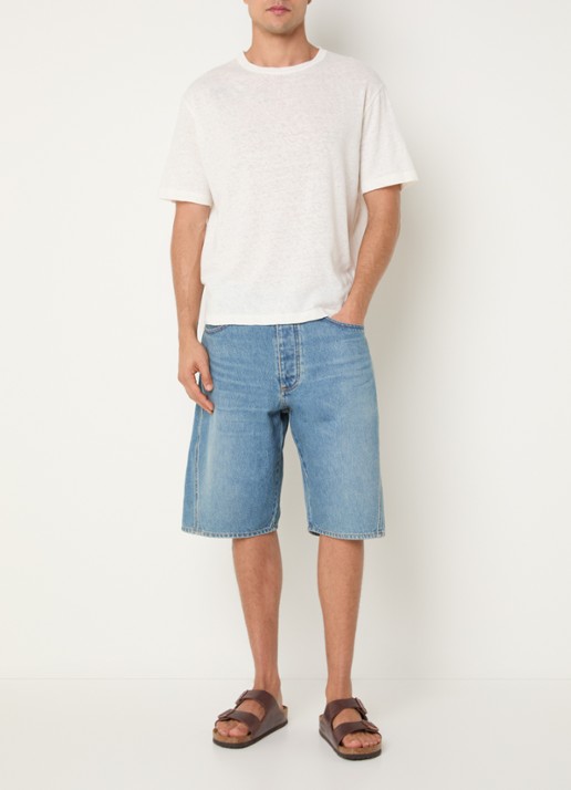 OLAF Loose fit korte broek van denim met medium wassing - voorkant 5 indigo