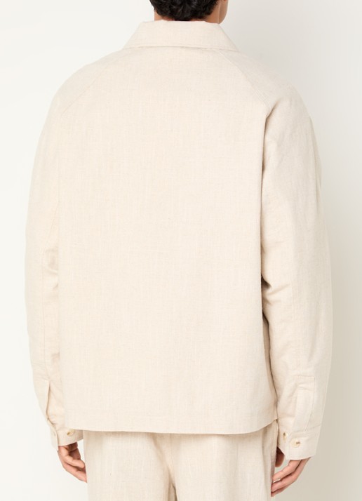 OLAF Overshirt in linnenblend met borstzak - achterkant creme