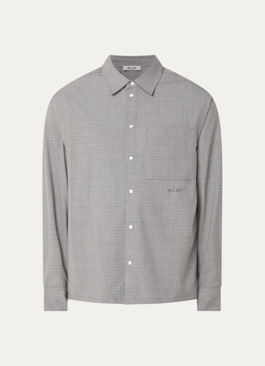 OLAF Overshirt met borstzak en logo - voorkant grijs
