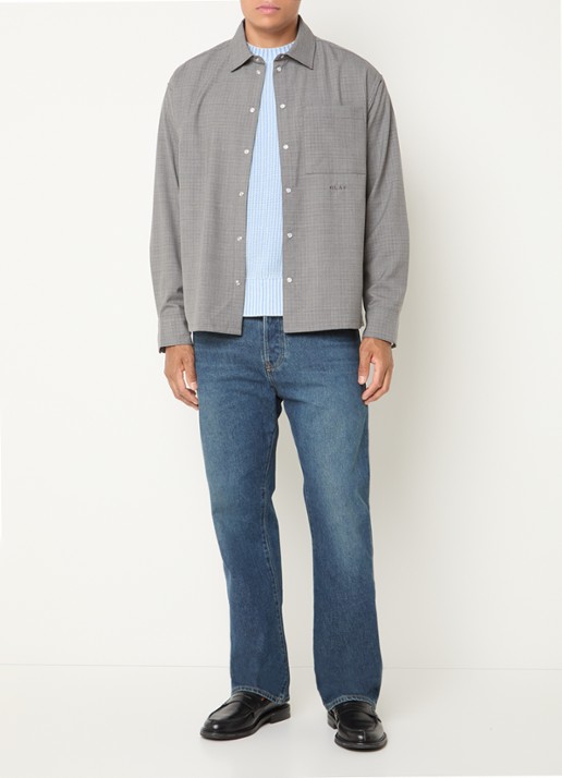 OLAF Overshirt met borstzak en logo - voorkant 2 grijs