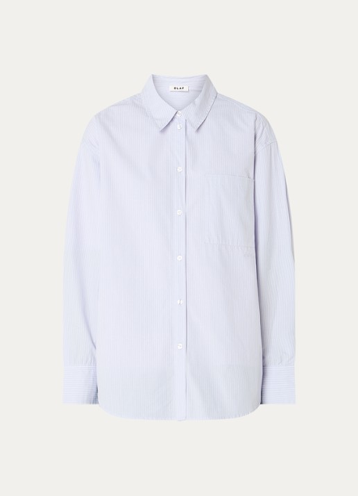 OLAF Oversized blouse met streepprint en borstzak - voorkant paars
