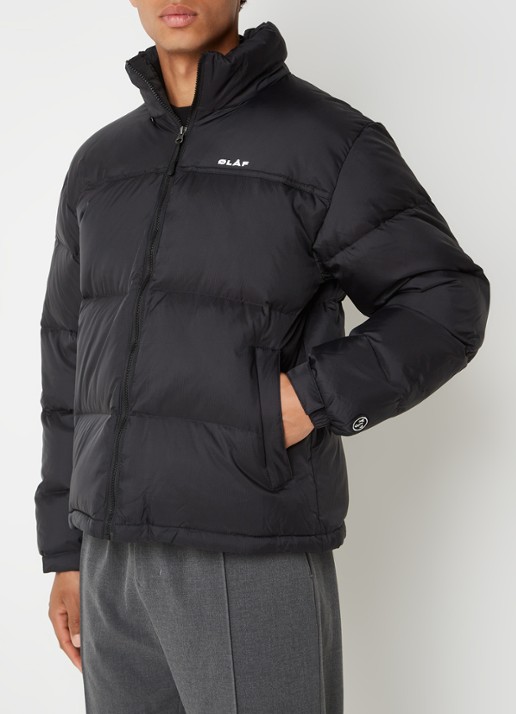 OLAF Puffer jack met donsvulling en opbergbare capuchon - detail 4 zwart