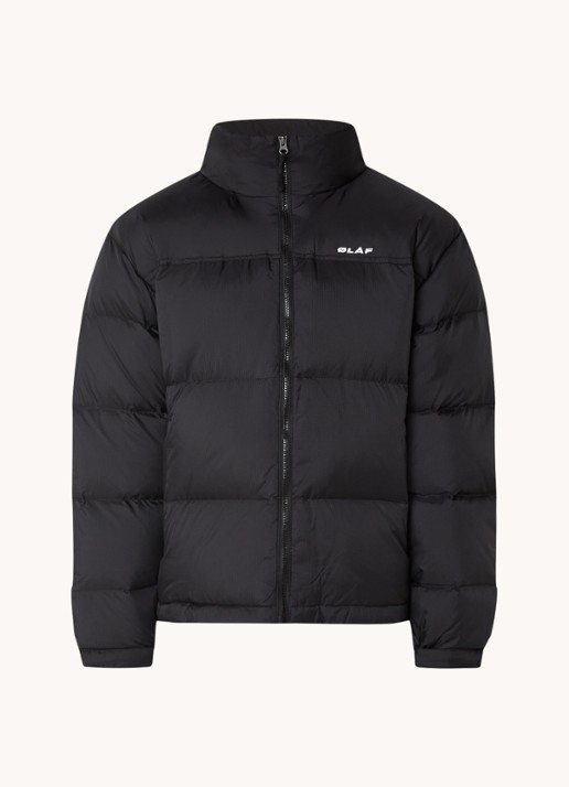 OLAF Puffer jack met donsvulling en opbergbare capuchon - voorkant 2 zwart