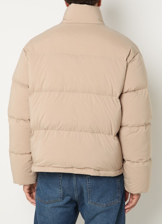 OLAF Puffer jack met ritszakken en logo - achterkant beige